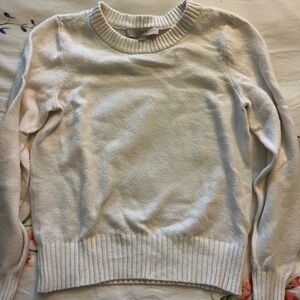LOFT White Crewneck Sweater Soft Knit Classic